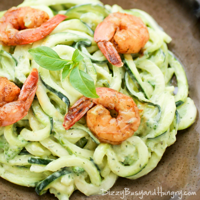 Creamy Avocado Zoodles with Chipotle Lime Shrimp